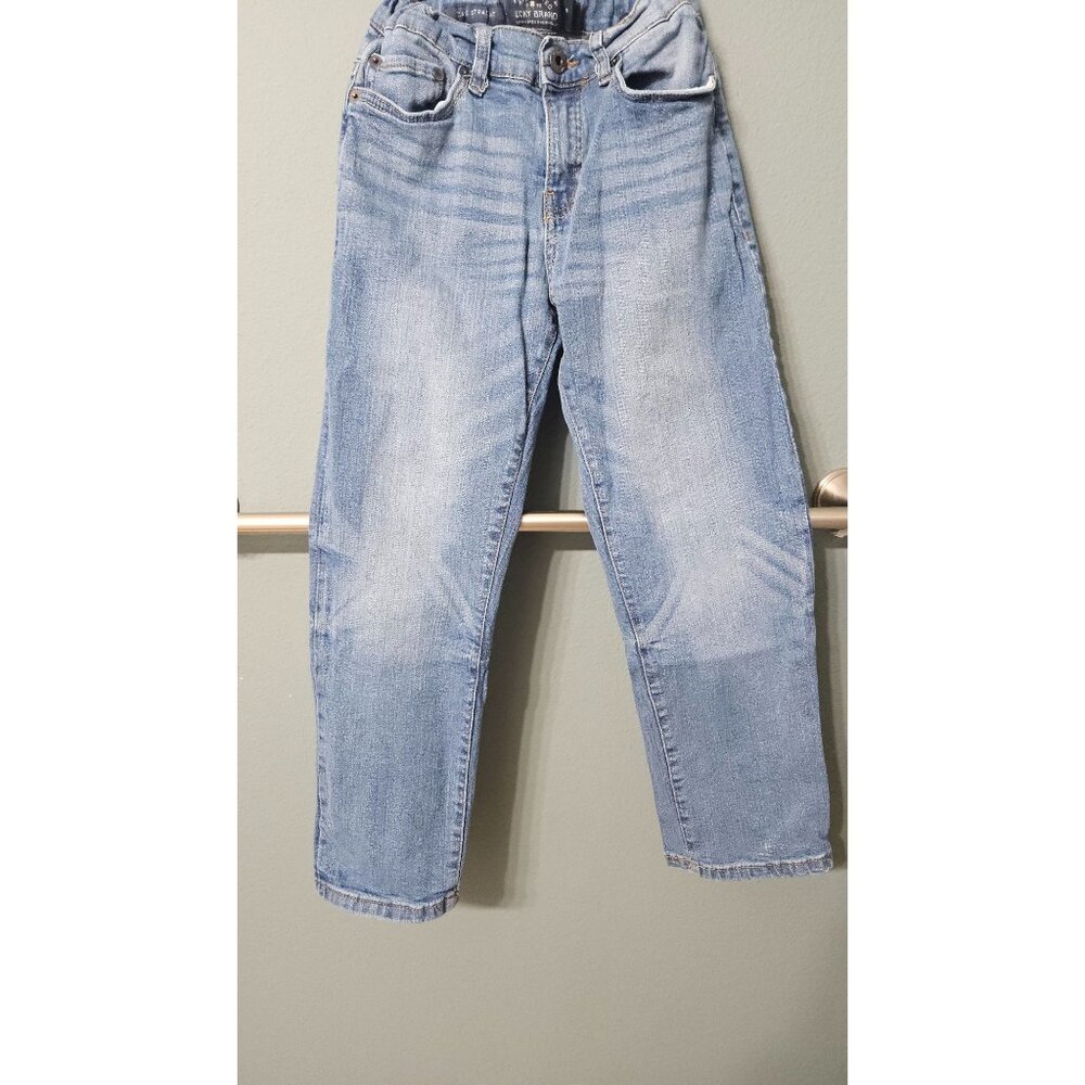 Lucky Brand Kids Adjustable Waist Distressed Blue Jeans Straight Fit Size 8